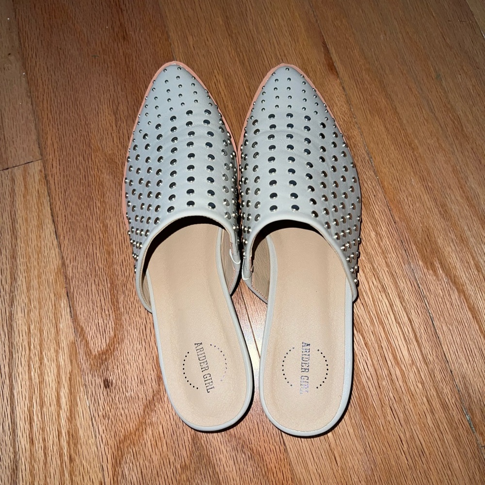 Etta beige studded slides from blu spero